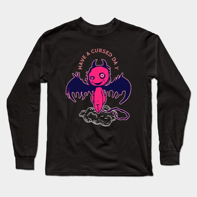 Have a CURSED Day - Winged Devil Long Sleeve T-Shirt by TJWDraws